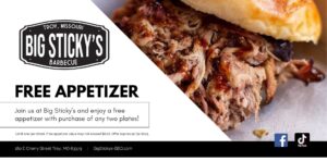 Big Sticky's Free Appetizer Coupon